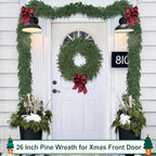 26" Real Touch Christmas Cedar Wreath, Realistic Pine Wreath - Image 3