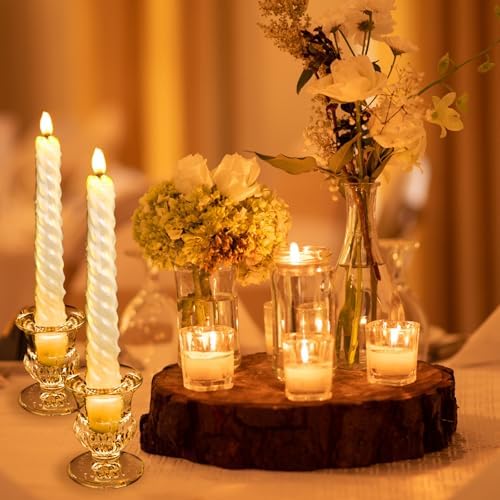Clear Glass Candlestick Holders Taper Candle Holder Bulk 2.5 Inch Candle Stick Holder for Table Centerpiece Mantel Wedding Housewarming Gift Rustic Vintage Valentines Dinning Decoration - Image 3