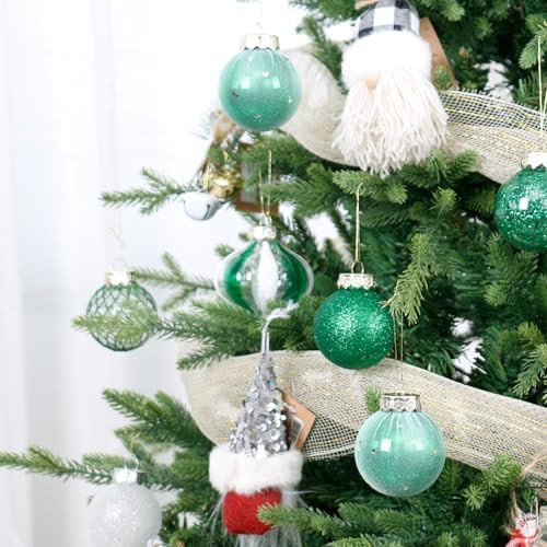 34PCS Green/White Christmas Ball Ornaments Set for Tree Decor - Image 5