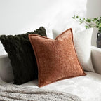 DEZENE Pack of 2 Burnt Orange Fall Decorative Throw Pillow Covers 22x22 Cozy Soft Chenille Accent Vintage Square Couch Pillow Covers for Home Decor Bed Sofa Living Room - Image 4