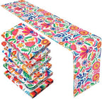 Breling 6 Pack Mexican Table Runner 72x13inch Dia De Los Muertos, White by Breling