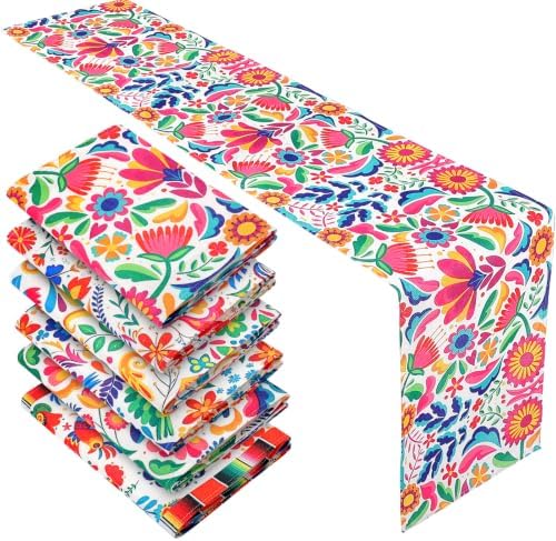 Breling 6 Pack Mexican Table Runner 72x13inch Dia De Los Muertos, White by Breling