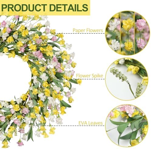 Artgar Front Door Wreath 24 Inch Spring/Summer Wreaths for Front Door - Image 2