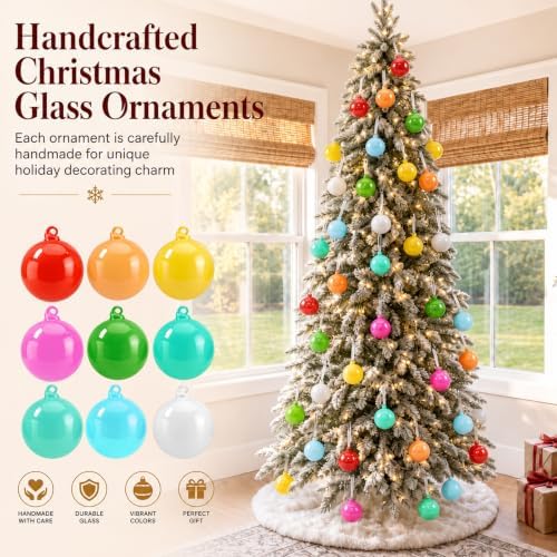 FoldTier 9pcs 3" Colorful Glass Ball Christmas Tree Ornament, Multicolor - Image 4
