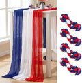 RunNico 4 Pack 4th of July Cheesecloth Table Runner - 120" Long Rustic Patriotic Gauze Table Decor - Red White Blue Tie Dye for Independence Day, Memorial Day, Summer Party by RunNico