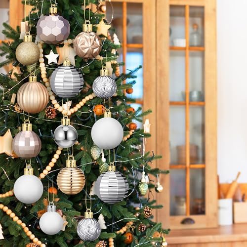 Lunmon 72 Pcs Christmas Ball Ornaments Bulk Champagne Gold Silver White - Image 5