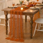 Artoid Mode 6PC Gold Stars Caramel Gauze Table Runner 120 Inch 10FT, Reversible Glitter Sheer Dining Wedding Holiday Birthday Table Decor for Home Party - Image 3