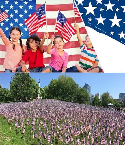 Pack of 100 American Flags with wood Stick, 12x18 Inch American Flags for outside, US Flags/American Hand Held Stick Flags with Kid-Safe Spear Top, Perfect for Patriotic Decorations, Parades, Veteran Party,4th of July decorations - Image 7