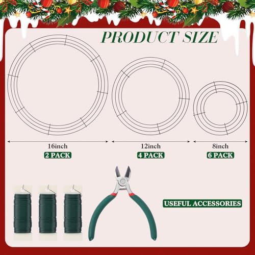 12 Pack Wire Wreath Frames 8 12 16 Inch with Paddle Wire and Tool - Image 3