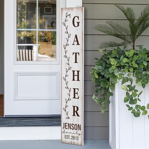 Personalized Welcome Sign for Front Door, Custom Welcome Sign for Porch Outdoor Welcome Home Decorations, 48"x8" PVC Sign (Design 18) by BasicFundamentals