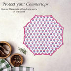 CPC Pink Sapphire Block Print Cotton Floral Placemat 15x15 Inch, Set of 4 - Image 5