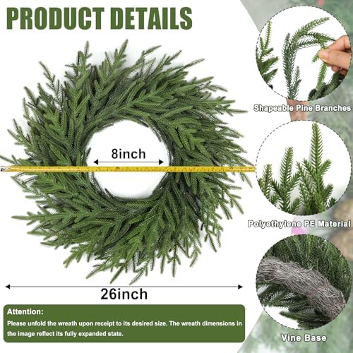 Artgar 26 Inch Pine Wreath - Christmas Wreaths for Front Door - Image 2