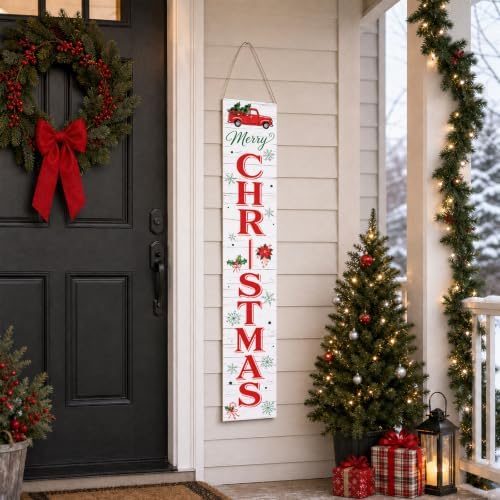 2 in 1 Fall Porch Sign 47" Double Side Christmas Front Door Decor - Image 6
