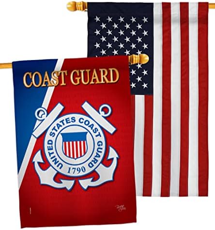 Coast Guard House Flag - Pack Armed Forces USCG Semper Paratus United State American Military Veteran Retire Official USA Embroidery - Banner Small Garden Yard Gift Double-Sided Made In 28 X 40 by Breeze+Decor