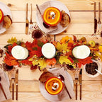 LemonRoad Fall Centerpiece with 3 Candle Holders Thanksgiving Table Decor Maple Leaf & Pumpkin Candleholder for Thanksgiving Harvest Festival Dinning Table Fireplace Mantel - Image 4