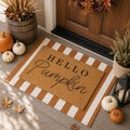 Tinideya 2 Pcs Hello Pumpkin Layered Doormat Set, White Orange by Tinideya