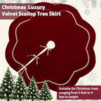 Arrowbash Red 72 Inch Christmas Tree Skirt Velvet Scallop Ddge - Image 6