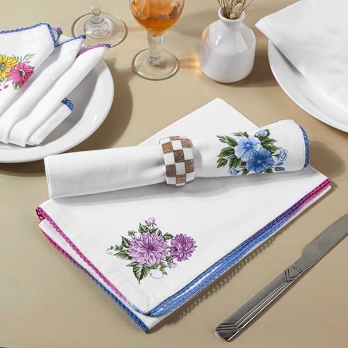FINGERCRAFT Cloth Napkins Set of 12, 100% Cotton, 20x20 Inch, Multi Floral - Image 5