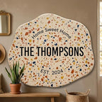 Custom Family Name Sign & Personalized Welcome Wall Decor – 20 Unique Faux Textures – UV Printed Lightweight MDF Plaque for Home Entryway & Gifts (The Modern Terrazzo) - Image 2
