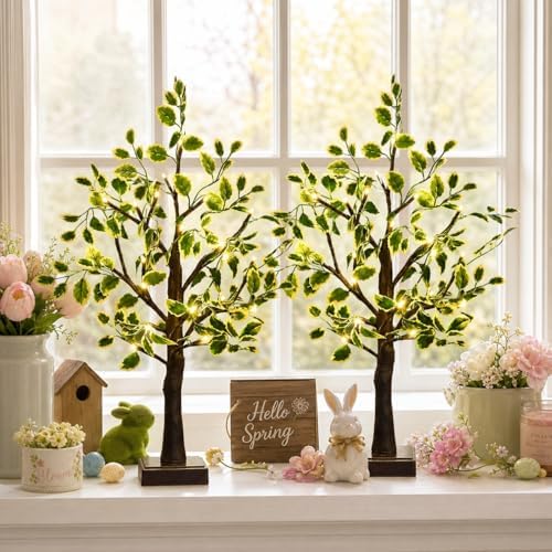 Lighted Trees for Indoor Decor, Twinkling Tabletop Lamp Spring (1, Brown) - Image 3