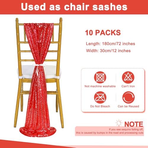 Red Table Runner 10 Packs 12x72 Inch Sequin Table Runners Sparkly Table Runner Fabric for Party Dinner Reception Wedding Event Holiday Decorations - Image 3