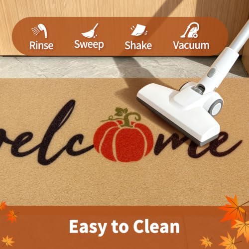 Fall Door Mat, Non Slip Front Porch Pumpkin Welcome Mat 24"x36" - Image 5