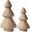 DN DECONATION Brown Christmas Tree Figurines, Natural Rattan Style Decor by DNDECONATION