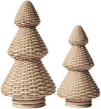DN DECONATION Brown Christmas Tree Figurines, Natural Rattan Style Decor by DNDECONATION