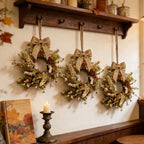 6 Pcs Small Fall Hanging Wreaths with Artificial Autumn Eucalyptus Greenery White Buds Beige Spikes Mini Cabinet Wreath for Home Table Centerpieces Kitchen Farmhouse Thanksgiving Party Decor - Image 7