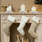 MorningRo 4 Pcs Christmas Village Stocking Holder for Mantle LED Christmas Village House Stocking Hook Set Fireplace Stand Hanger for Xmas Holiday Counter Window Decoration - Image 4