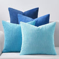 Topfinel Blue Throw Pillow Covers 18x18 Inch Set of 4,Soft Accent Corduroy Decorative Cushion Cover,Square Modern Pillow Case for Beach,Patio,Balcony,Living Room,Summer Gradient Shams Home Decor by Topfinel