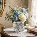 Ceramic-Planters-for-Indoor-Plants with Saucer, 6 inch Vintage Ice Crackle Glaze Plant Pots with Drainage Holes, Decorative Flower Pots for Outdoor Garden Home Decor, Tuscan Pot for Plant - Image 3