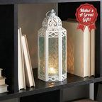 Vela Lanterns Decorative Indoor Moroccan Candle Holder, White, M, 2-Pack - Image 2