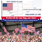 PHITRIC Flag Pole Kit, Tangle Free Spinning Stainless Steel Rustproof Flagpole for 3x5 Sports Fan Outdoor Flags for Outside House (Silver, 6FT, with Bracket) - Image 4