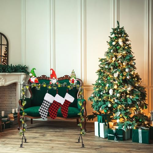 Sliner Christmas Stocking Holder with 12 Detachable Hooks 39.8 in Metal Stocking Holder Stand with String Lights, Freestanding Hangers Racks for Floor Fireplace Living Room(Classic) - Image 4
