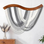 Neutral Grey Macrame Wall Hanging Dip Dyed Yarn Wall Art, Modern Boho Decor by Mindsoft