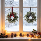 6 Pcs Mini Christmas Wreaths for Kitchen Cabinet Front Door with Ribbon Bow - Image 5