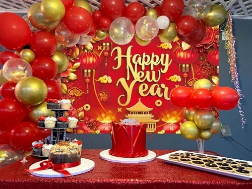 Chinese New Year 2027 Backdrop 8x6FT Red Lantern Traditional Happy Lunar New Year Photography Background Chinese Spring Festival Party Decorations Supplies Photo Props - Image 4