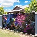 7 * 16ft Vibrant Puerto Rico Garage Door Banner, Tropical Island Style Decor Flag, Retro Castle Pattern Photo Backdrop, Cultural Pride Background for Outdoor Festival Holiday Garage Door Decoration - Image 5