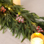 6FT Soft Touch Artificial Norfolk Pine Christmas Garland with Timer Lights - Image 3
