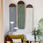 3pcs Macrame Wall Hanging Wood Arch Tassel Wall Decor 10" W*40" L by FLBER