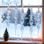 Clear Glass Finial Christmas Ornaments,10-Inch Hanging Decor for Tree, 6-Pc - Image 3