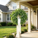 26 Inch Artificial Eucalyptus Wreath for Front Door - All Season Greenery Wreath with White Flowers, Farmhouse Spring Summer Fall Winter Decor, Indoor Outdoor Home Wall Porch Decoration - Image 3