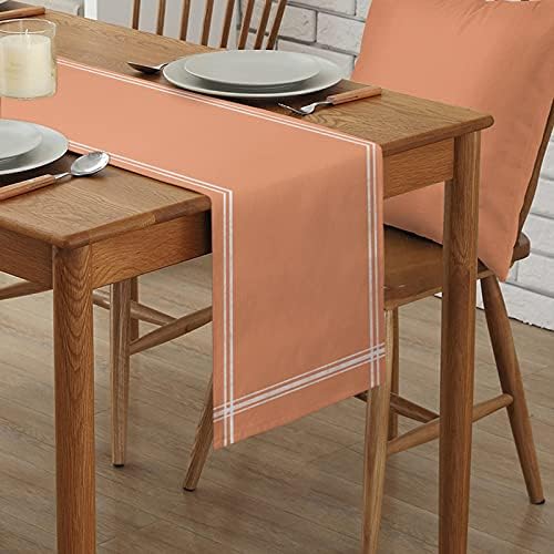 Smile Sunflower Orange Red Table Runner, Burlap Table Runners 120 inches Long,Farmhouse Style Solid Color Table Runner for Wedding Holiday Party Dinner,Dresser Scarf Decor - Image 2