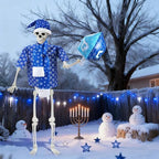Maiteenly Hanukkah 12 ft Skeleton Costumes Accessories Giant Chanukah Hat Skeleton Clothing Inflatable Dreidel for Party Lawn - Image 3