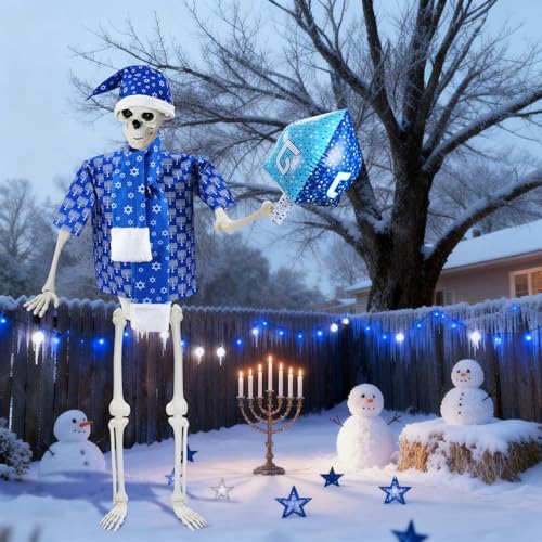 Maiteenly Hanukkah 12 ft Skeleton Costumes Accessories Giant Chanukah Hat Skeleton Clothing Inflatable Dreidel for Party Lawn - Image 3