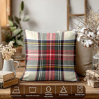 Batmerry Scottish Tartan Throw Pillow Covers, Green Wool Plaid Symmetric Square Fashion Decorative Pillow Covers Digital Printing Blended Fabric for Couch Sofa Bed Invisible Zipper 24X24 in(Set of 2) - Image 3