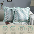 Ridhi Block Print Aquamarine Blue Throw Pillow Cover 20" x 20" (Pack of 2) Decorative Cushion Covers with Ruffle for Couch, Sofa, Bed, Living Room, Home Decor Gift for Spring, Easter, Valentine - Image 5