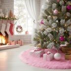 CHICHIC 60 inch Christmas Tree Skirt Faux Fur Xmas Tree Skirt Christmas Decorations Holiday Tree Ornaments Tree Decoration for Christmas Home Decorations, Xmas Party Holiday Decorations, Pink - Image 6