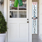 Welcome To The Lake House Porch Sign 8x48inch Farmhouse Lake Porch Leaner Decorations, Rustic Ship Welcome Decoration for Front Door Yard Deck Patio Vertical - Image 7